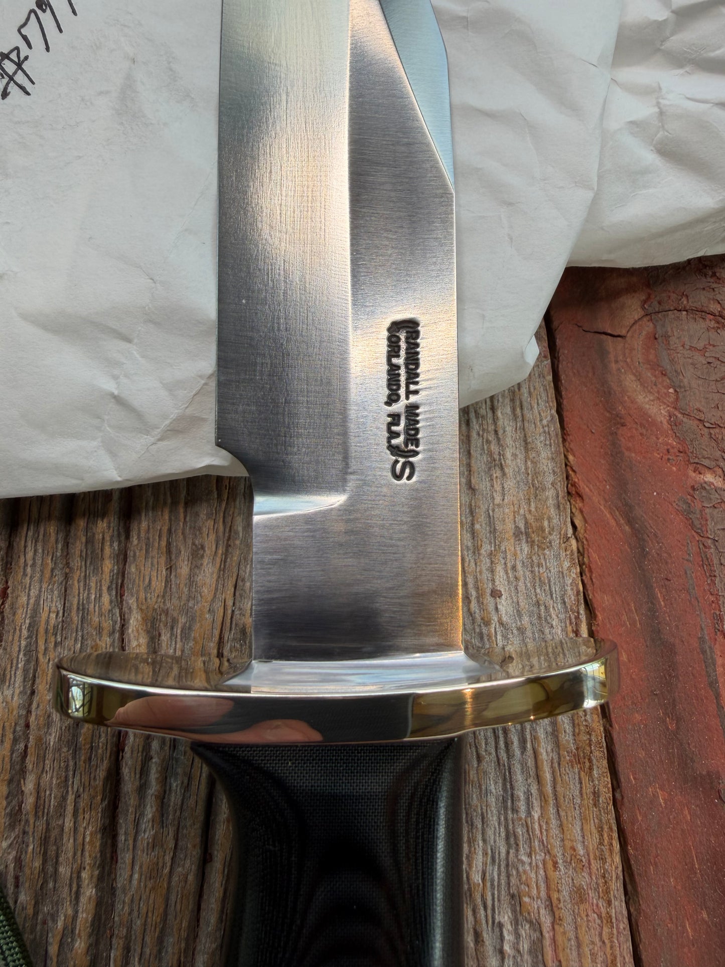 New in Paper Randall Model Buxton Fighter # 1166 Black Micarta, Lanyard SS Nickel Silver Double Hilt, Skull Crusher.