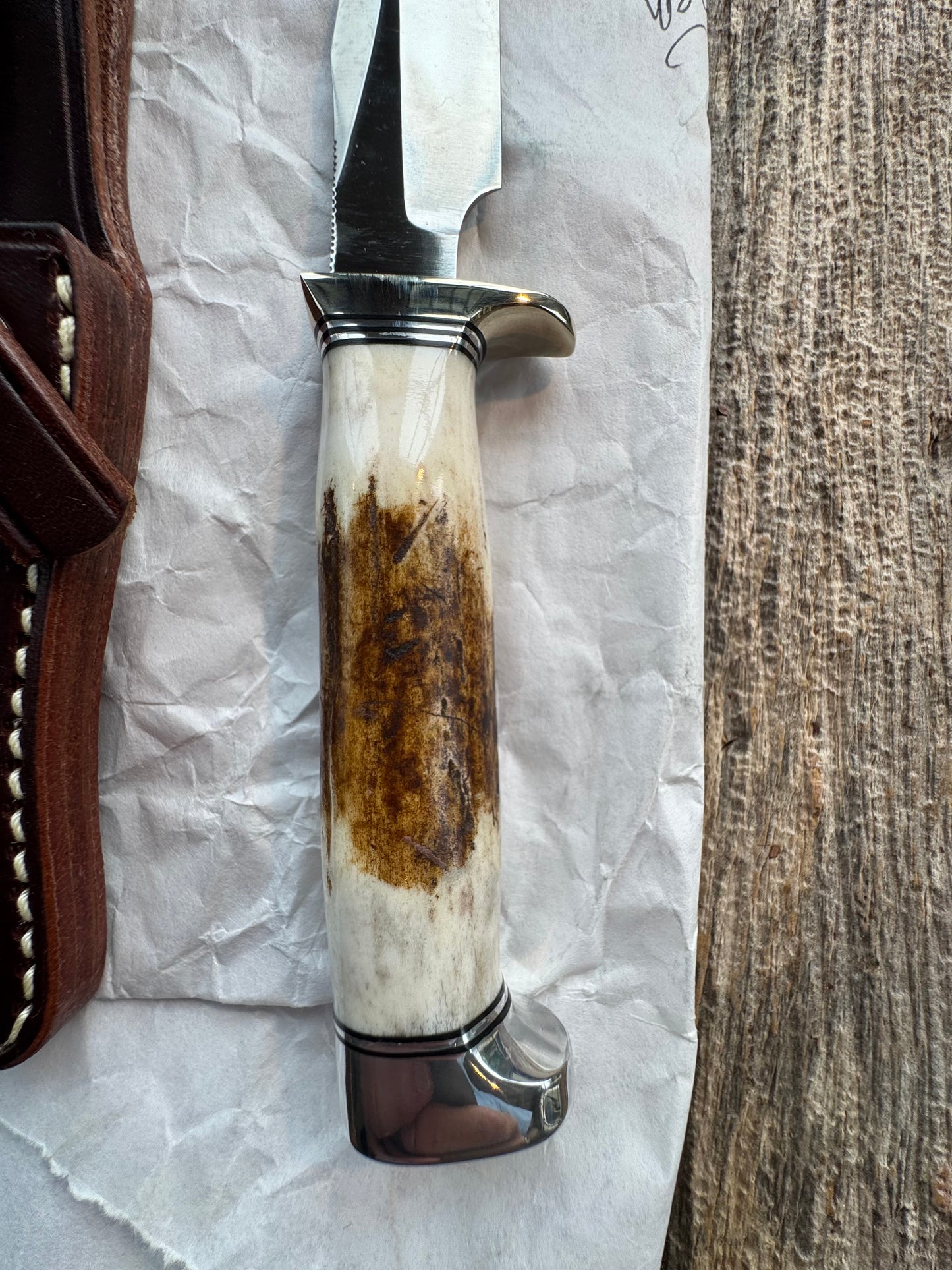 New in Paper Randall Knife Model #8-4 Old Style Trout And Bird Stag Handle