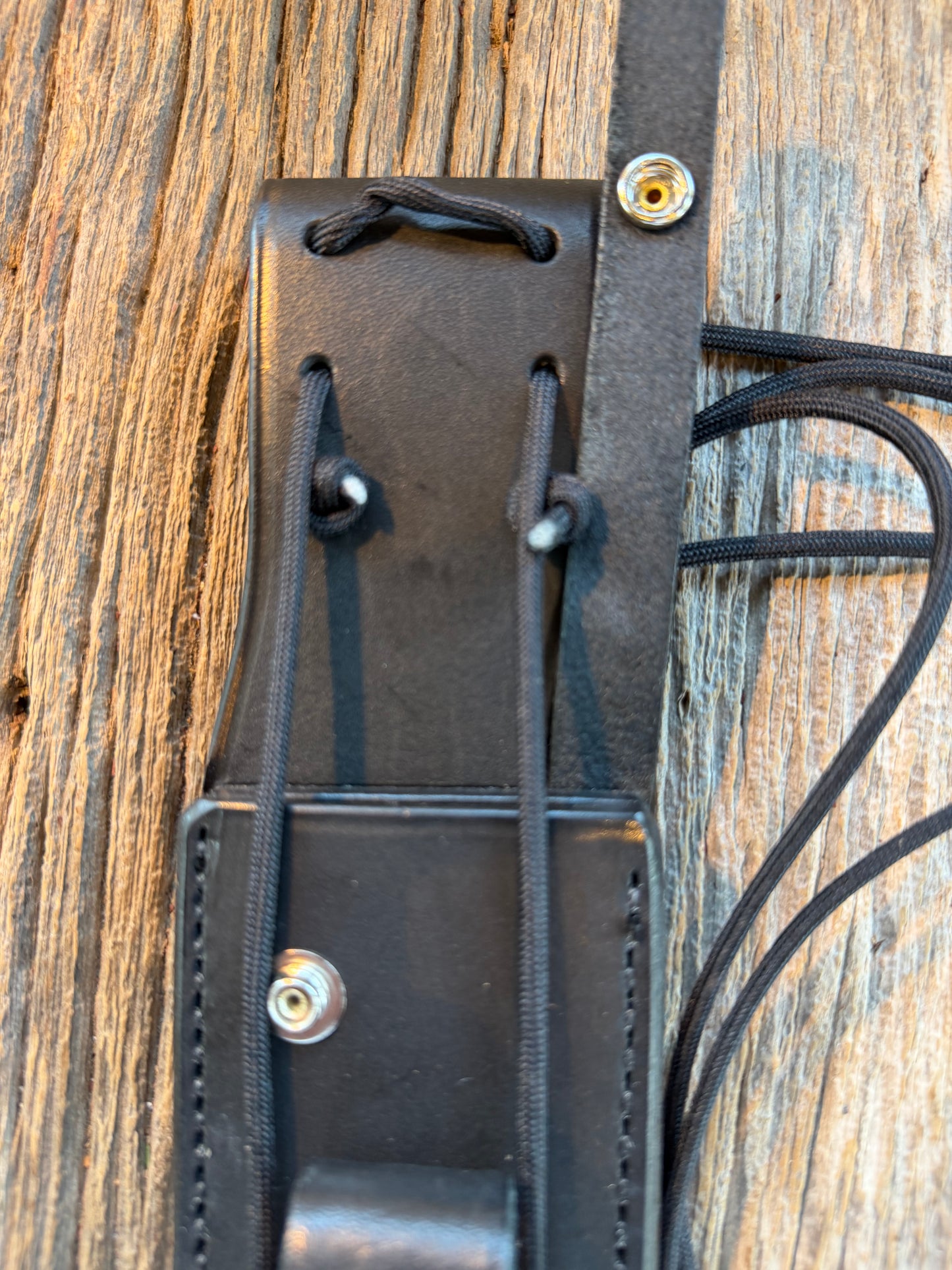 New Randall Sullivans by Gutcher Black Leather Knife Sheath Model Buxton with Sharpening Stone.