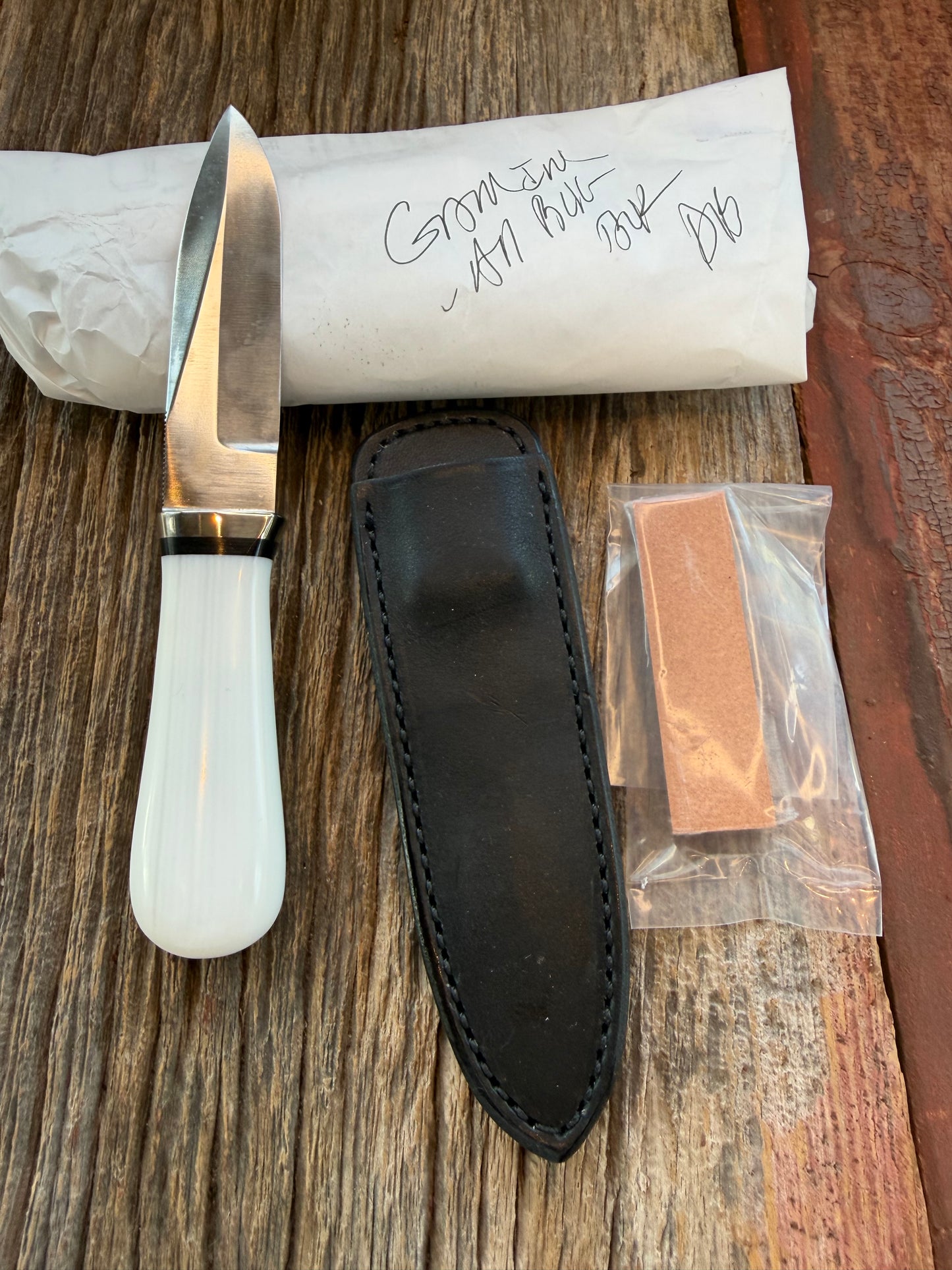 New in Paper Randall Model “Gambler” 4 Inch in Ivorite Nickel hilt, Stainless, black single spacer.