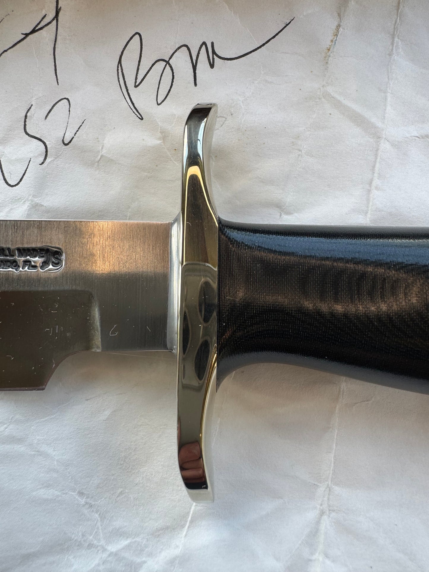 New in Paper Randall Knife Model Combat Companion Black Micarta Handle Stainless Steel, NSH , Lanyard, Nickel Silver Double Hilt.