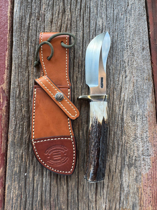 Randall Model Bowles Skinner # 480 with a Stag handle. Nickel silver Single Hilt and Butt plate.
