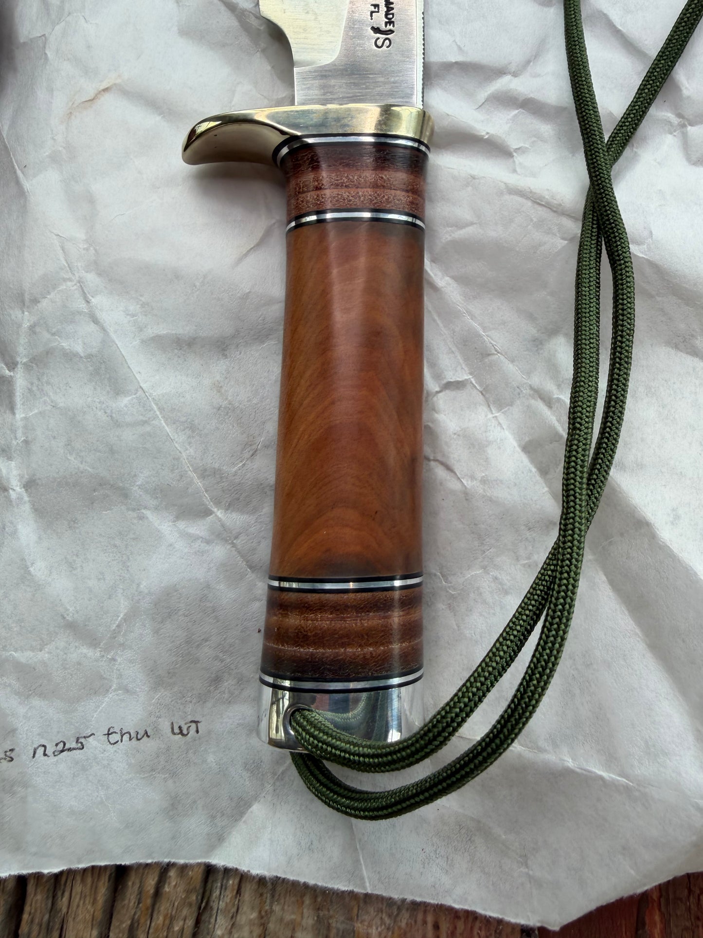 New in paper Randall Knife Model 25-5 Trapper in Thuya Wood and Leather Handle Stainless Blade, NSH Hilt