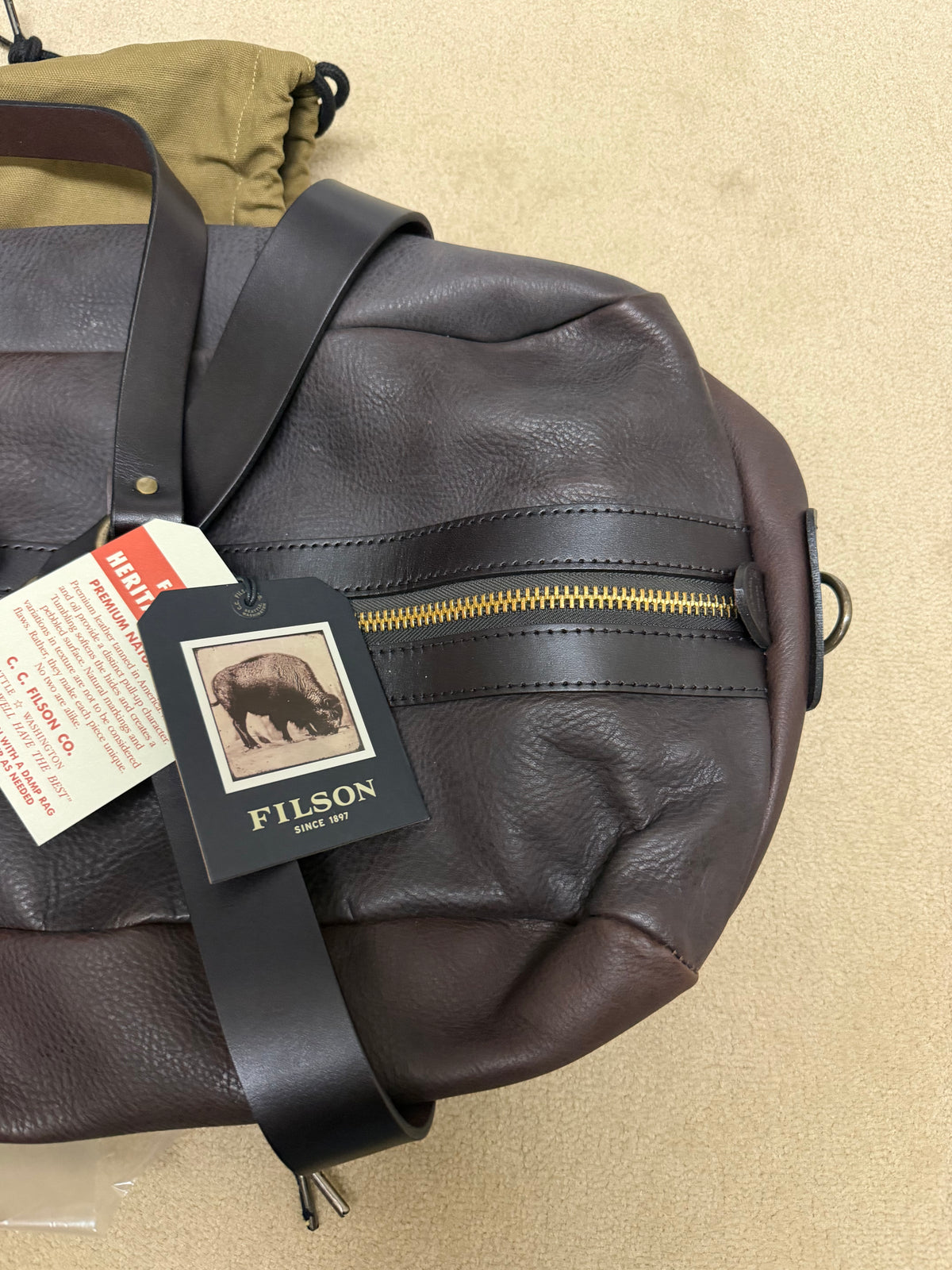 FILSON HERITAGE LEATHER MEDIUM DUFFLE BAG BALLARD BROWN OS NWT