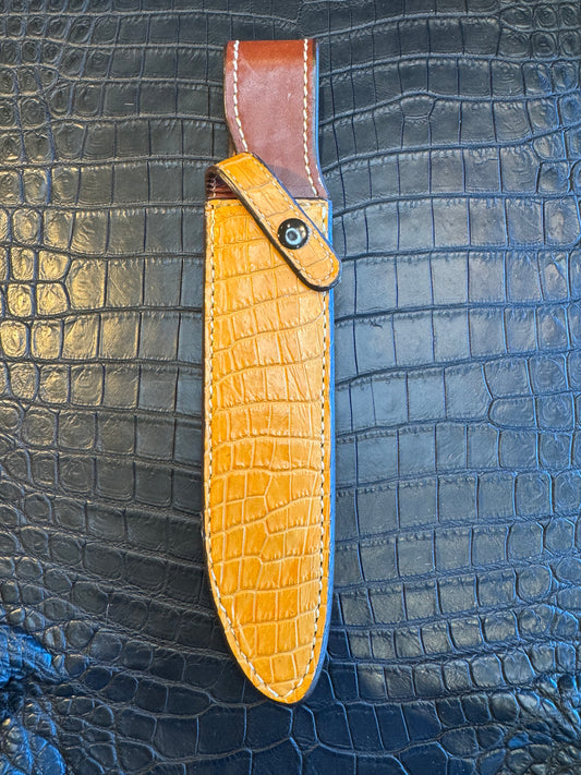 Randall Model 1-7 Exotic Yellow Crocodile Sheath from Sullivans by Gutcher.