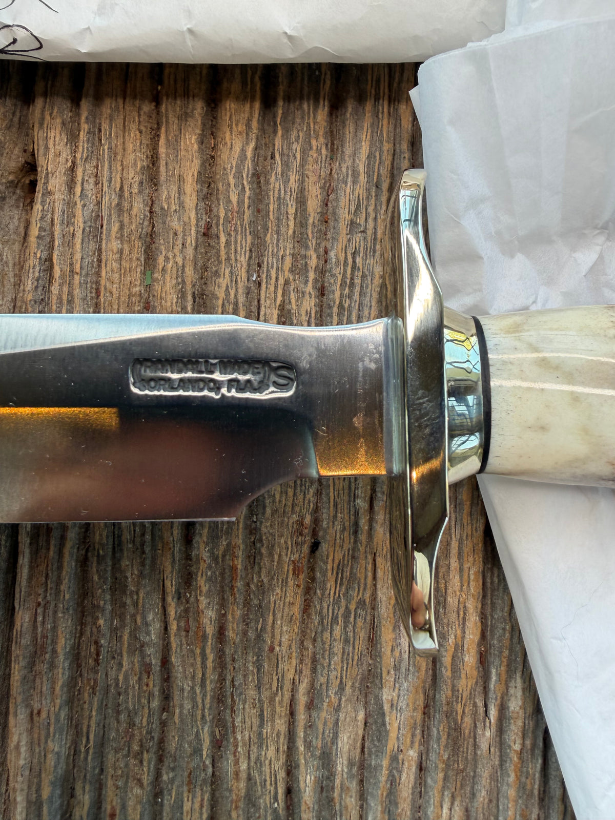 New in Paper Randall Made Knife Model 1-6 Customer supplied Stag Stainless, Nickel silver Hilt and collar and butt cap, loaded!!