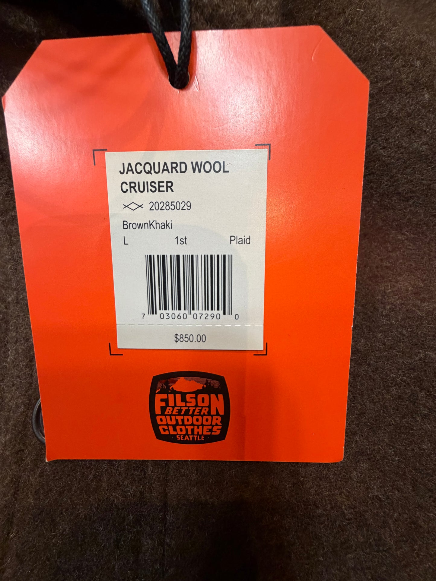 Filson Jacquard Wool Cruiser Brown and Khaki Large #20285029 Made in the USA, Discontinued Factory 1st NWT