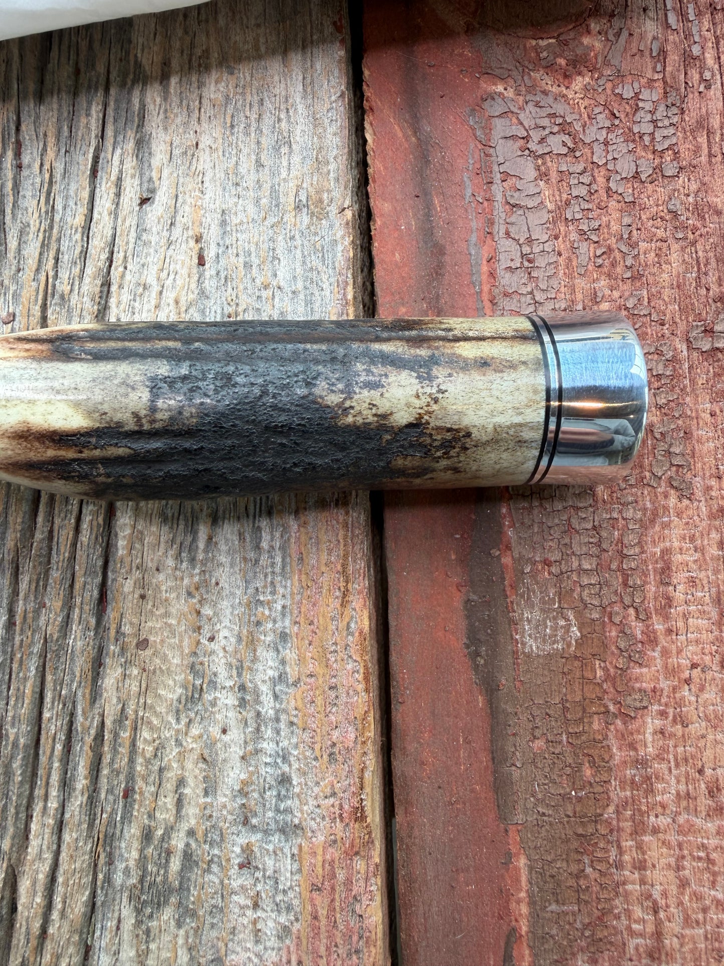 New in Paper Randall Made Knife Model 1-7 Darkened Stag , Stainless, Black and Aluminum spacers, Nickel Silver Hilt, Aluminum butt cap.
