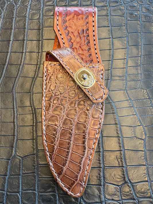 Randall Model 19-5 Exotic Brown Hornback Crocodile Sheath from Treeman.