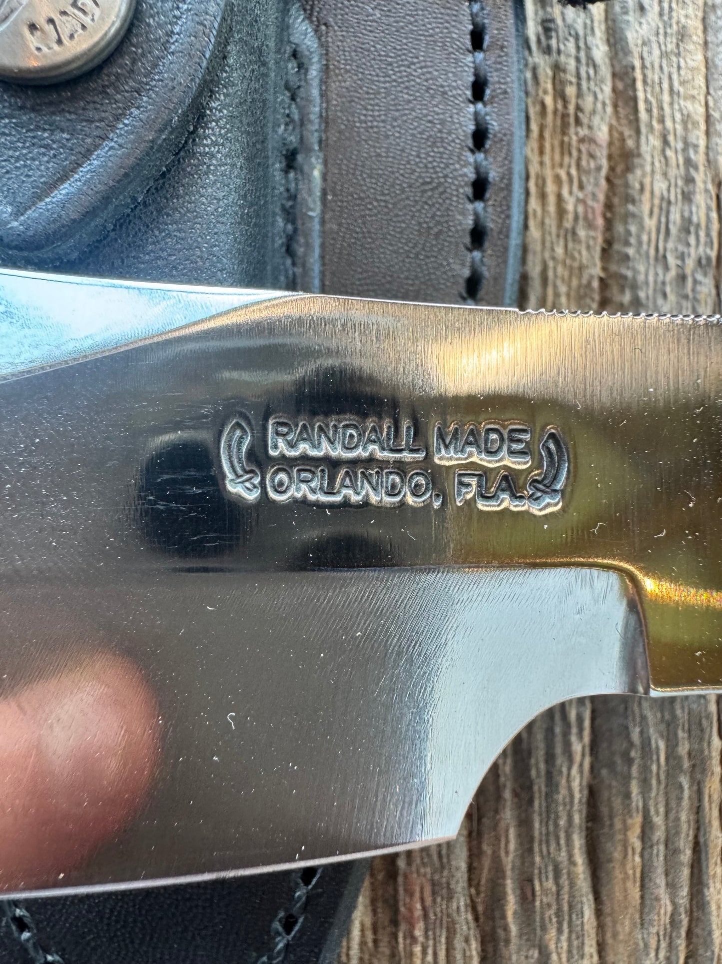 Randall Model 19-5 with a ruff and rustic piece of Stag. Nickel silver Single Hilt and Butt plate.