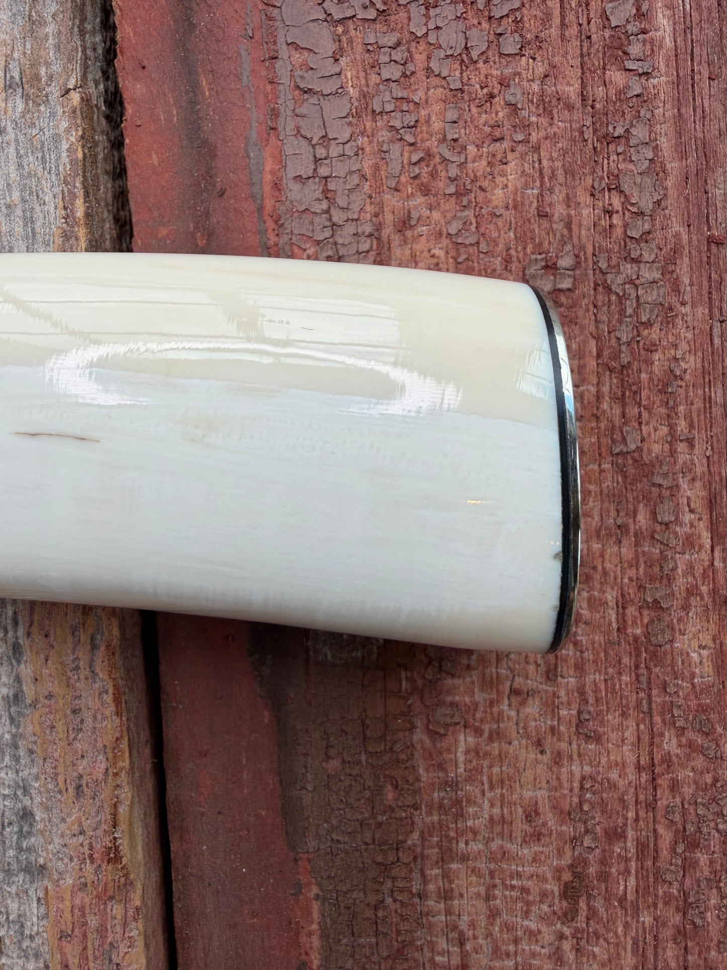 New in paper fresh from the Shop. Randall Knife Model 12-8 Big Bear. Gorgeous piece of creamy Fossil Walrus Ivory. Nickel silver hilt and plate end, Carbon  steel.