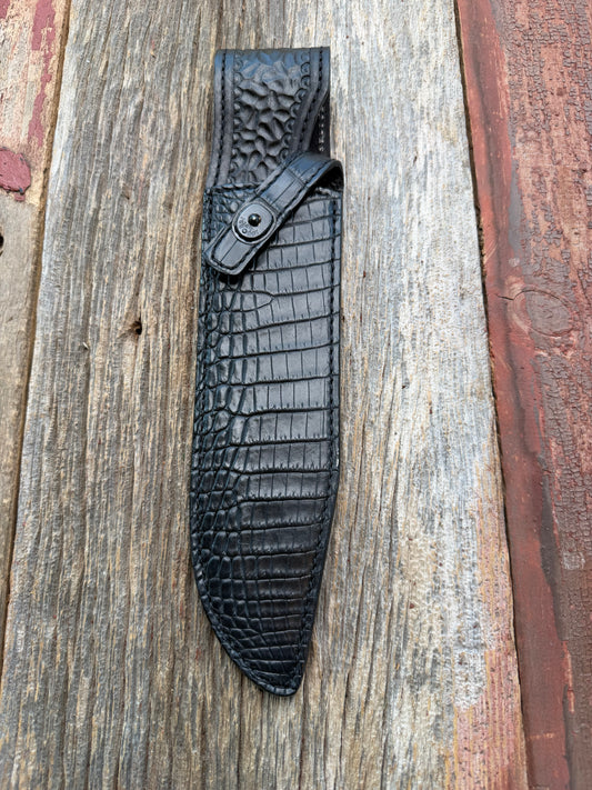 New Randall Model 12-9 Sheath in Exotic Black Matte Crocodile from Treeman with the newest Black Canteen snap. Killer sheath.