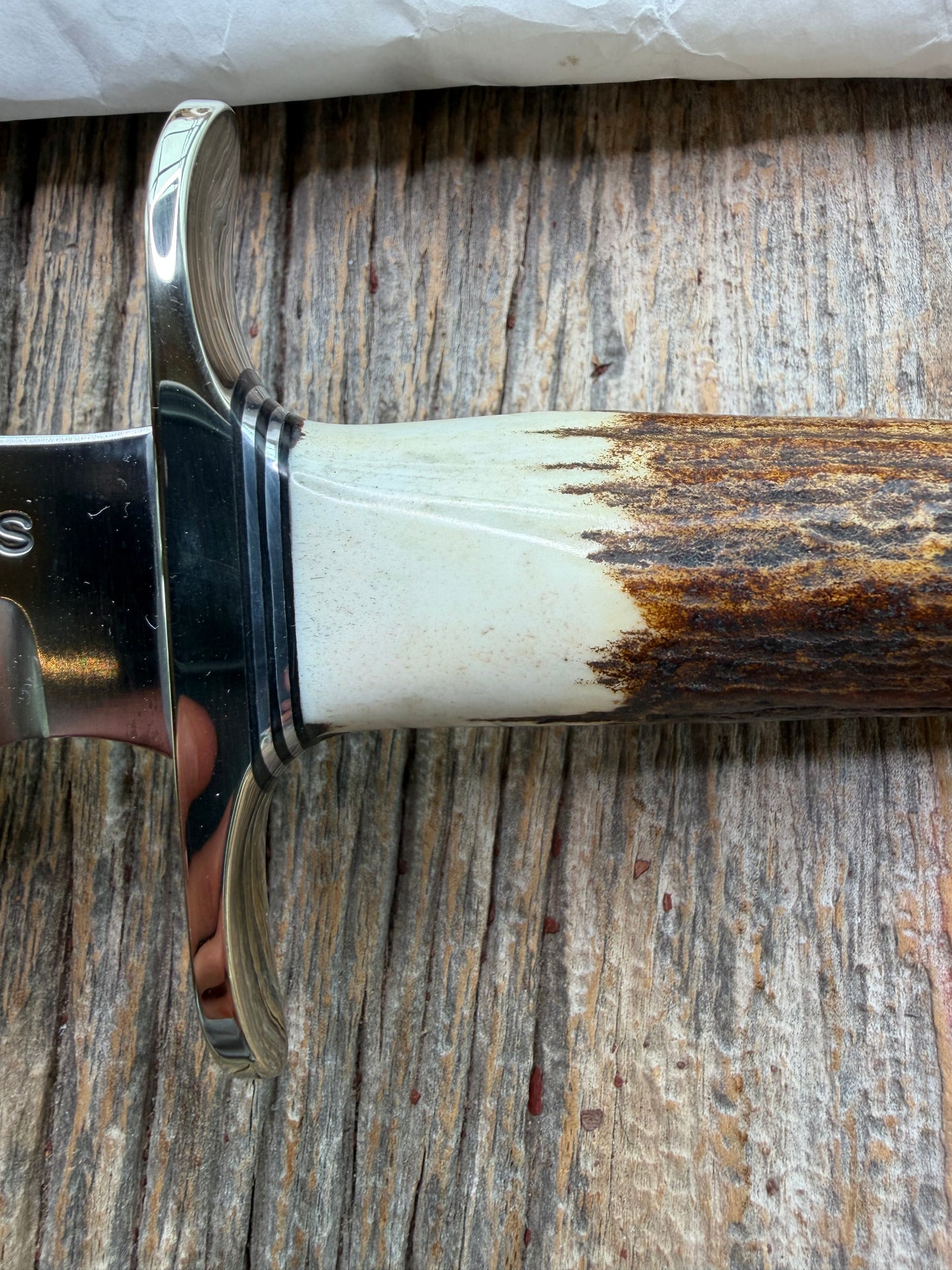 New in paper Randall Model 4-6F in a Stag Handle, Stainless Blade, NSH , BL and Al Spacers