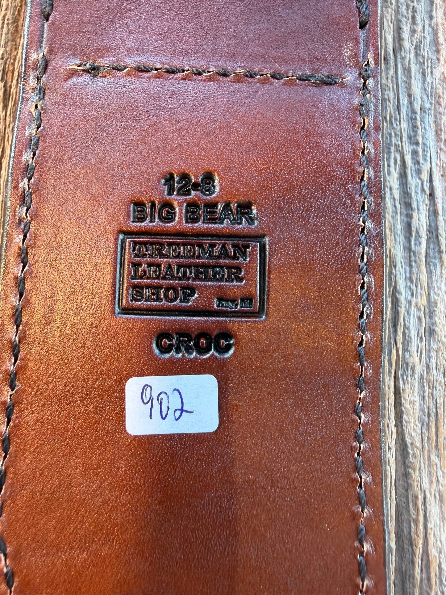 New Randall Model 12-8 Sheath in Exotic Tan Matte Anus Crocodile from Treeman with the newest Black Canteen snap.