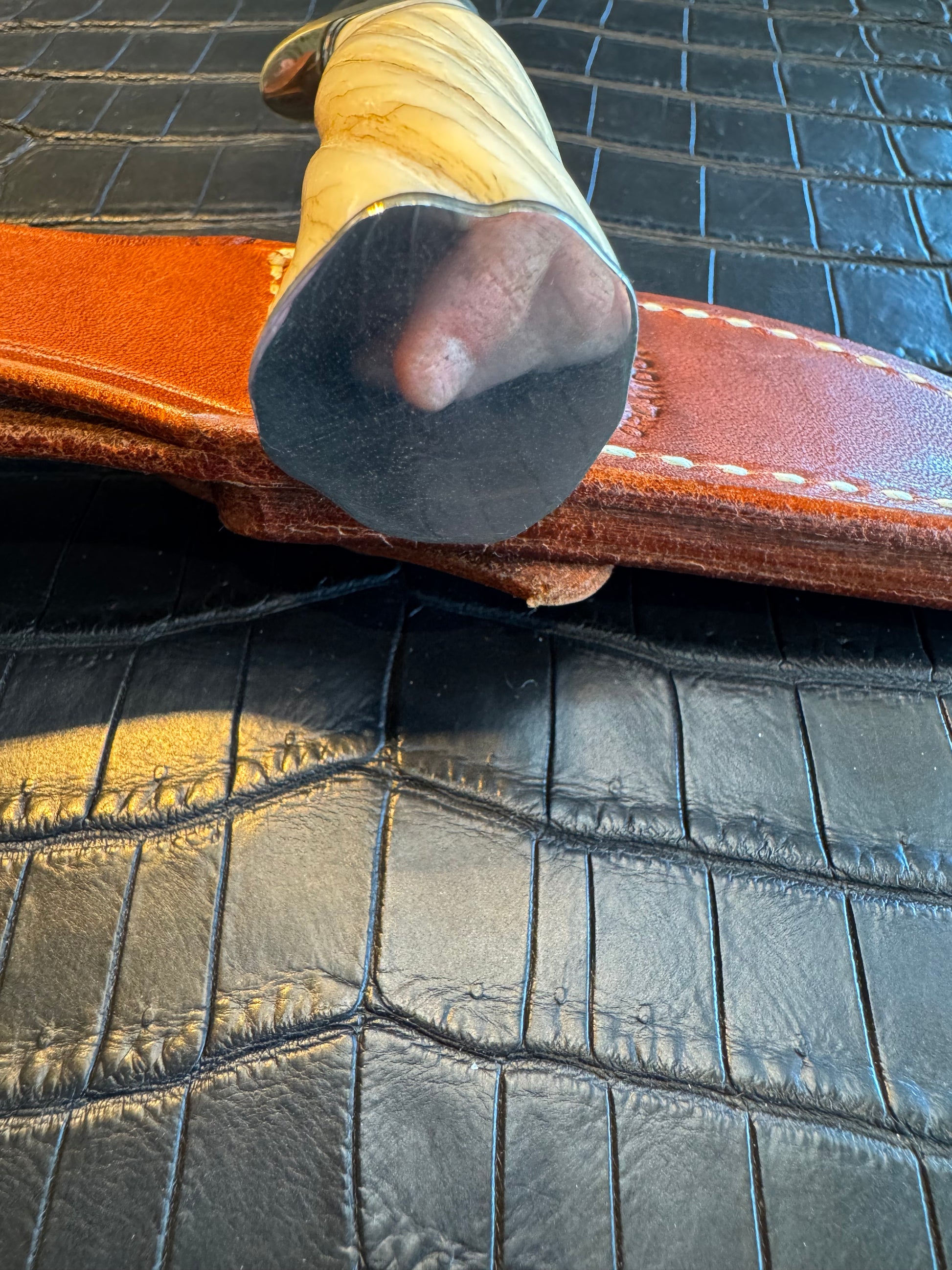 Rare Randall Model 21 in Beautiful Spiraled Narwal, Nickel Silver Hilt and Butt plate.