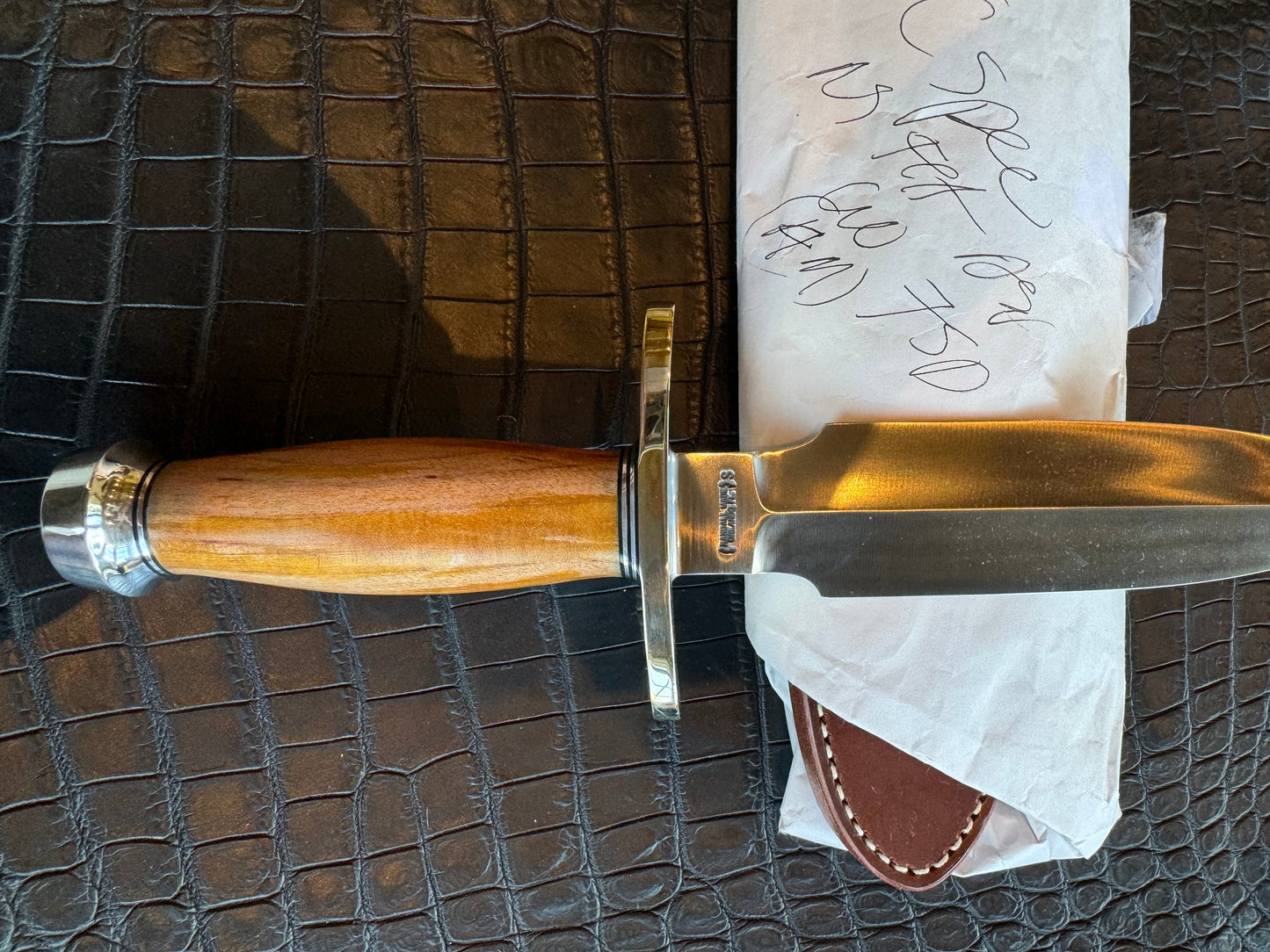 New in Paper Randall Knife Clinton Special TC Nickel Hilt Stainless Steel Cedar Wood Handle.