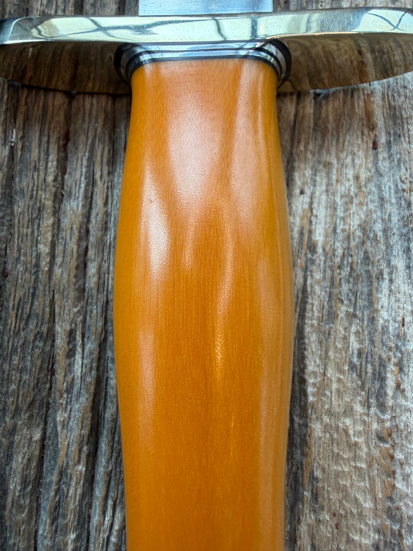 Randall Clinton Dealer Special Gold Micarta, Stainless Steel, Zebra Treeman Sheath, NSH and buttcap.