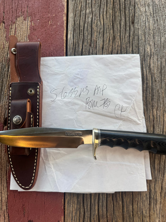 New in Paper Randall Knife Model 5-6 Black Micarta NSH , Finger grooves, Stainless