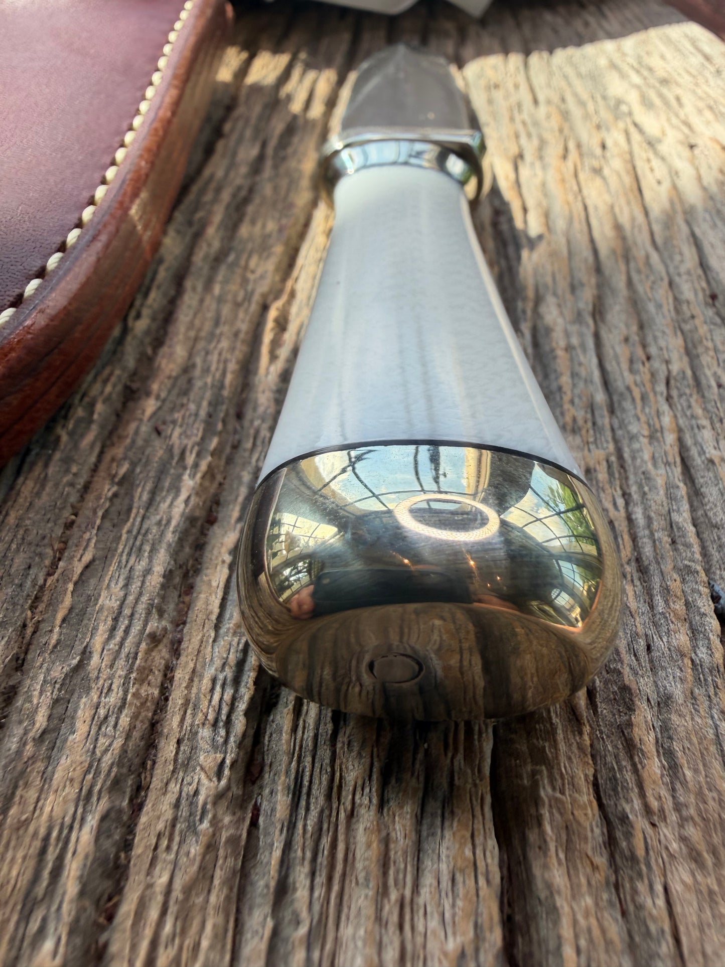 New in Paper Randall Model “Gambler” 4 Inch in Ivorite handle, Nickel hilt, Stainless steel blade, Nickel silver collar , rounded nickel silver butt cap.