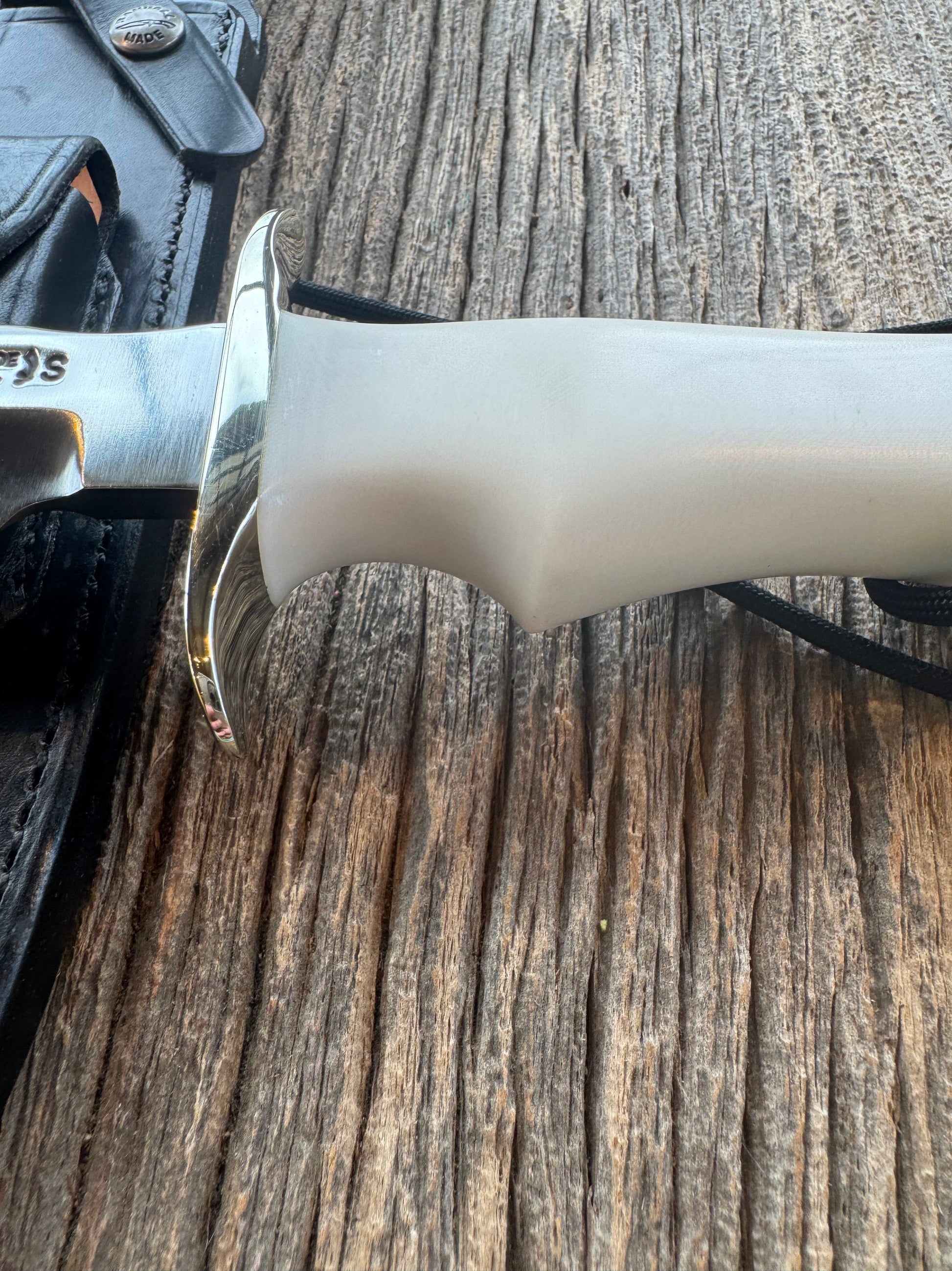 Randall Model 14-7.5 in White Ivorite Nickel Silver Hilt, Stainless steel and Lanyard.