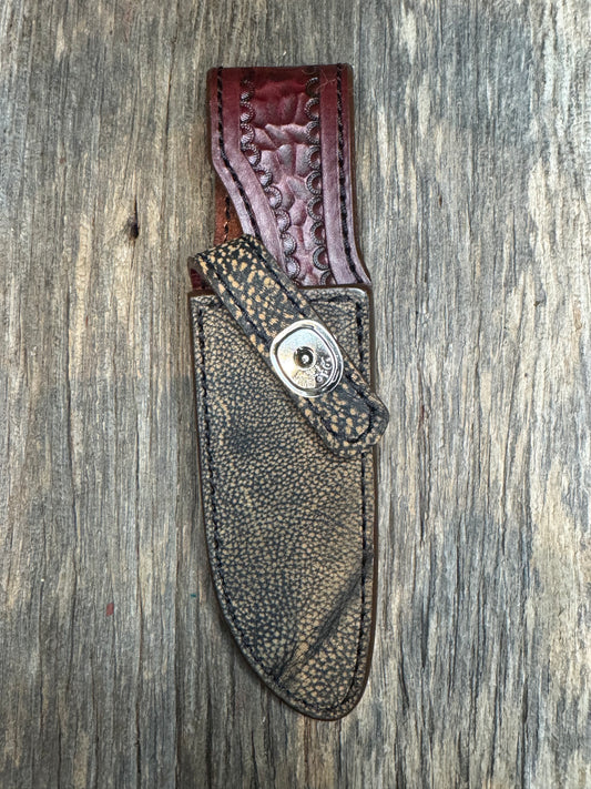 Randall Model 23 Sheath in Exotic Brown Giraffe from Treeman.