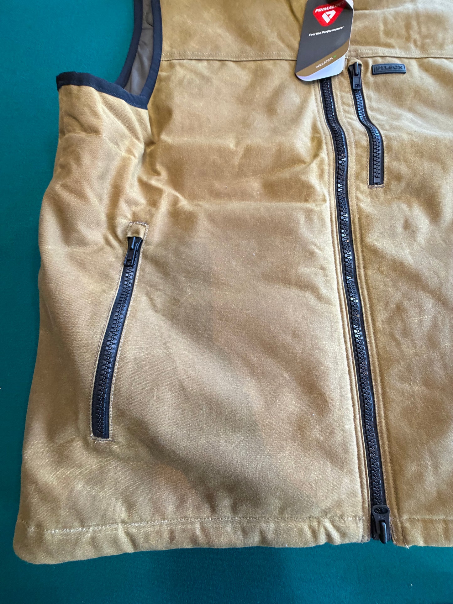 NWT Filson TIN CLOTH PRIMALOFT VEST in DARK TAN Extra Large NWT