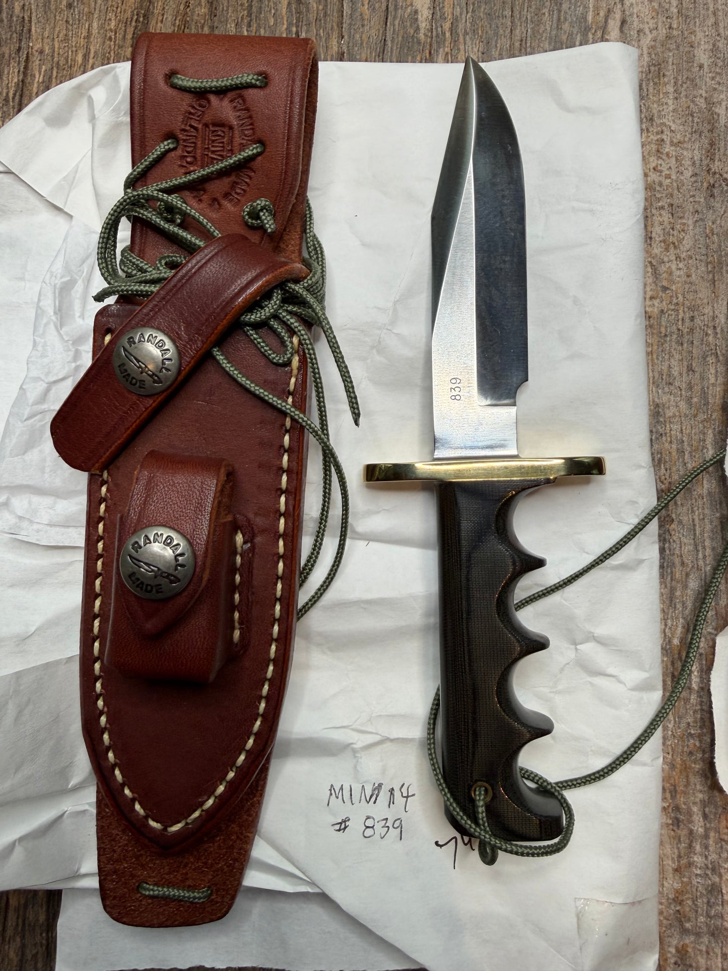 New in Paper a Pair of Sequentially numbered Randall Made Knife Mini Model 14’s Attack Knife Black Micarta SN # 838 and # 839