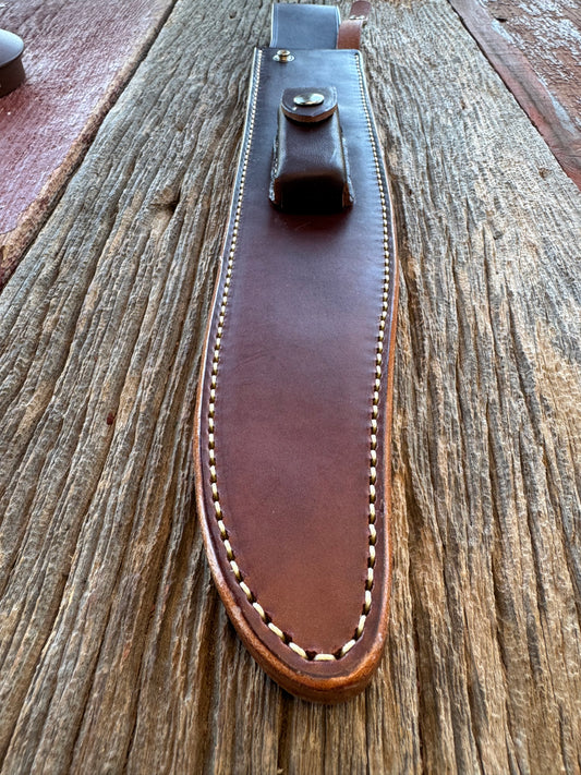 New Randall Sullivans by Gutcher Leather Knife Sheath for a Model 12-13 Thorp with Sharpening Stone.