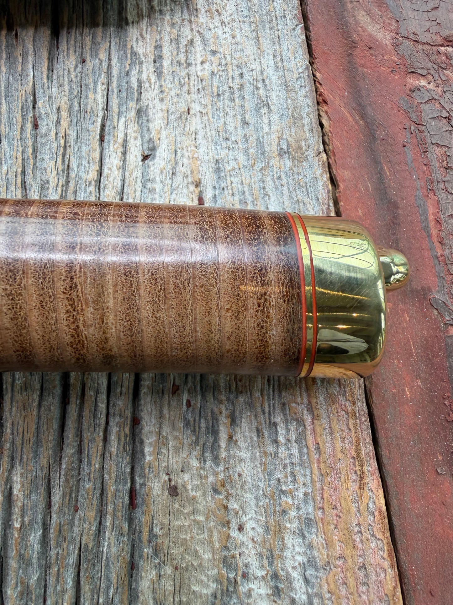 New in Paper Randall Model 19-5 Bushmaster with a Leather handle. Carbon blade, Brass single hilt. Brown leather sheath.