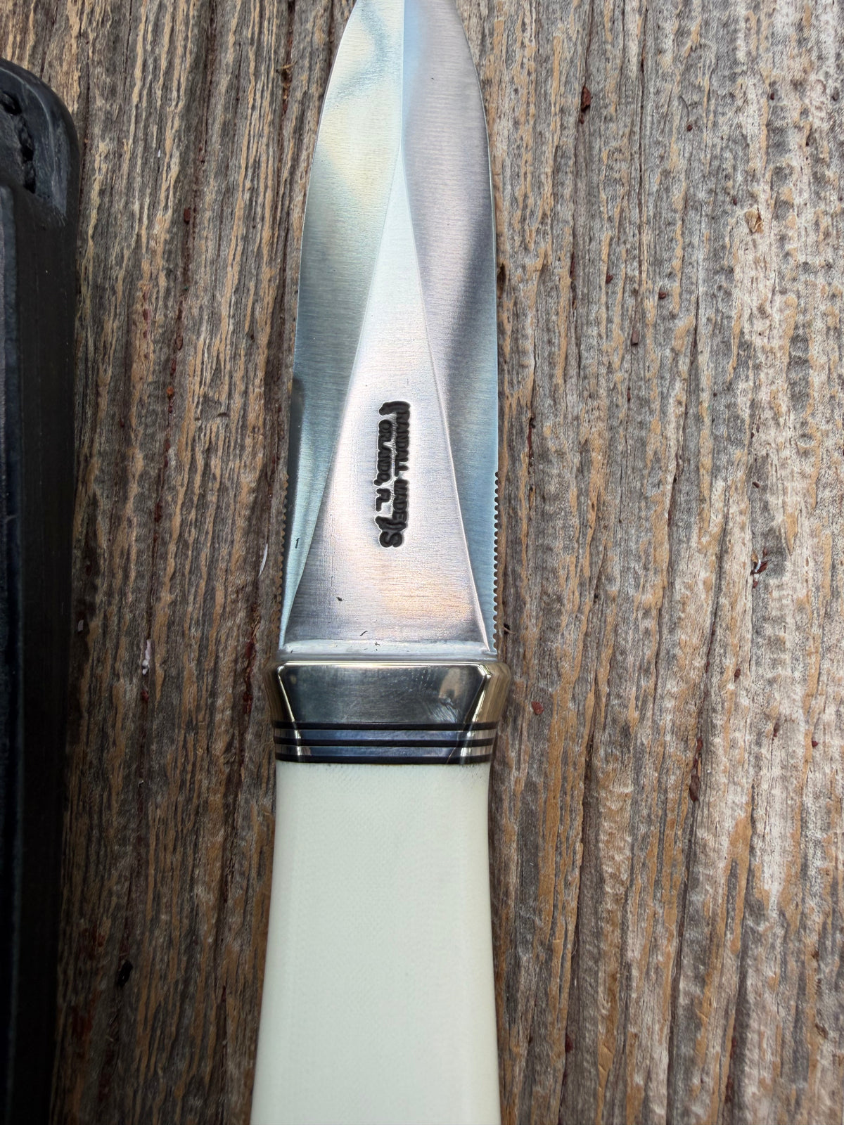 Nice Randall Model “Gambler” 4 Inch in Ivorite Nickel hilt, Stainless, black and aluminum spacers.