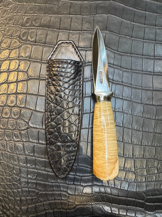 Randall Model 24 “Guardian” Sheath in Exotic Black Crocodile by Treeman. (Sheath only)
