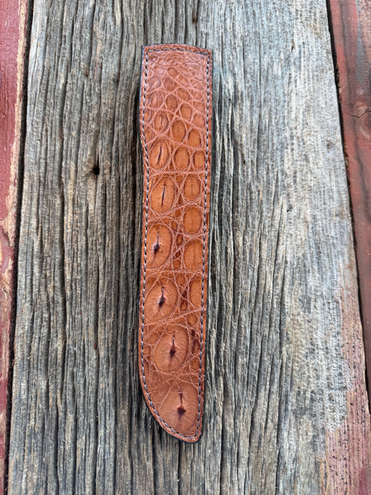 Randall Model 10-7 Fisherman Exotic Sheath in Dark Tan Hornback Crocodile by Treeman.