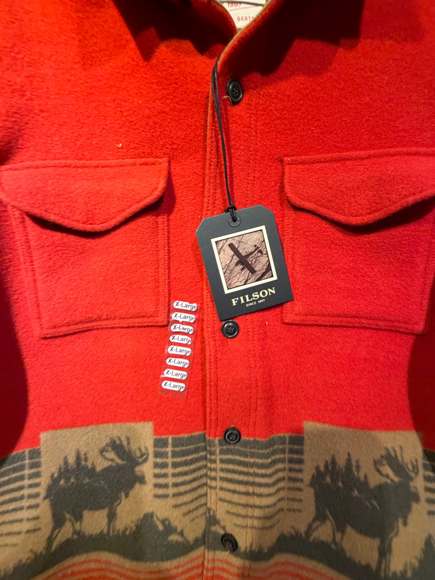 NWT Filson Jacquard Wool Jac Shirt Moose Men's XL NWT MSRP $595