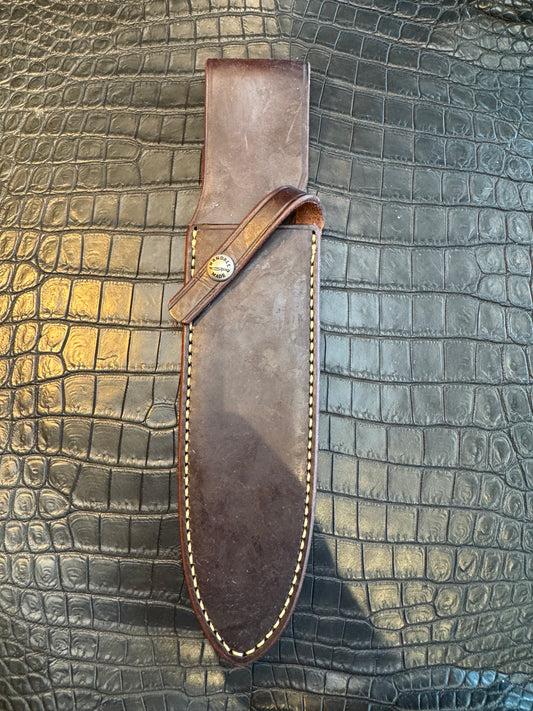 Randall Model Clinton Special Sheath in Brown Waxed Leather made at Sullivans by Gutcher in Tampa Florida. Official sheath maker for Randall Knives.