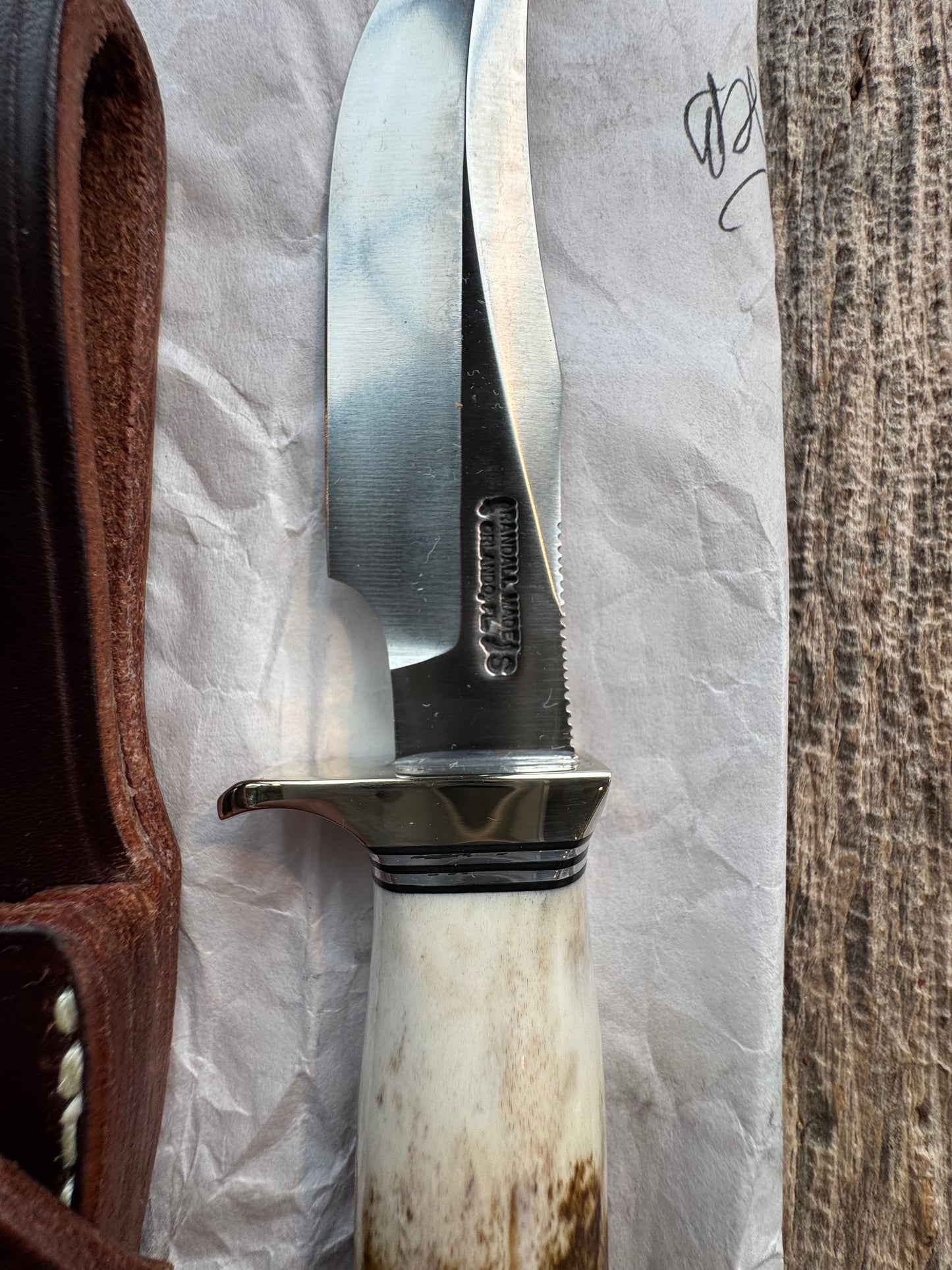 New in Paper Randall Knife Model #8-4 Old Style Trout And Bird Stag Handle