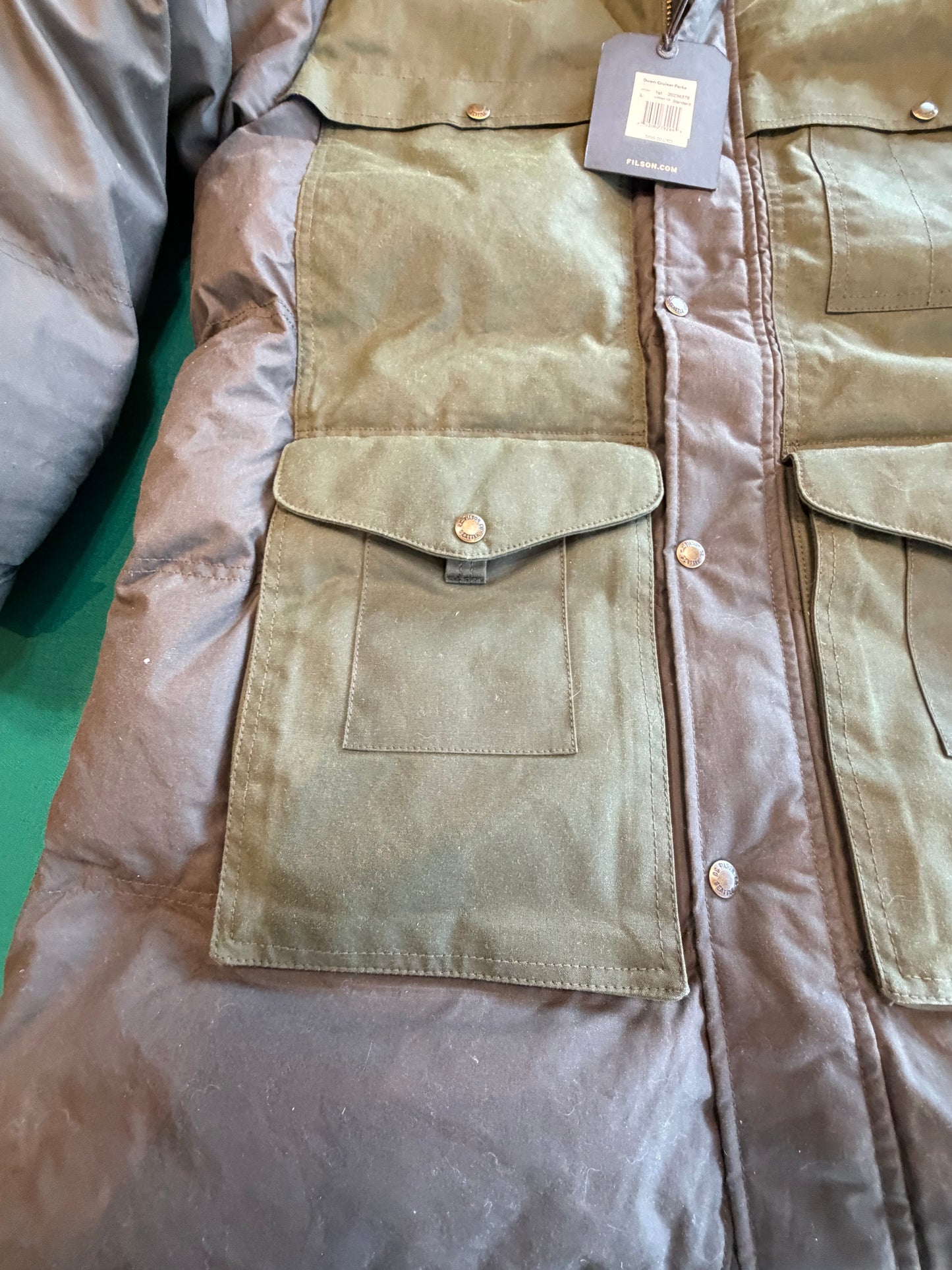 Filson Down Cruiser Parka Otter Green Small 650 Down Sold Out Mens New with Tags