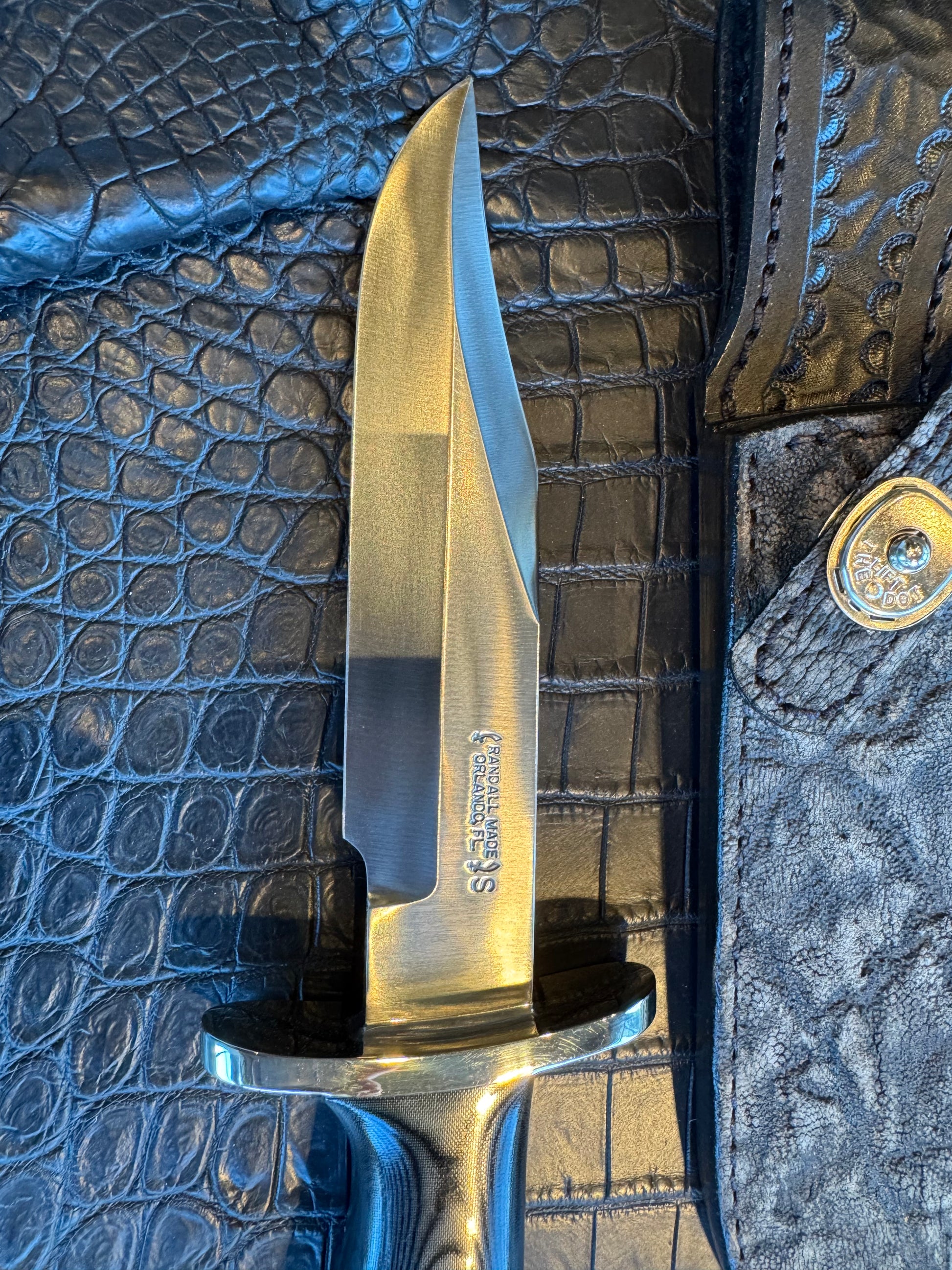 Very nice Randall Knife Buxton Fighter Black Micarta BF # 1097 Stainless Blade plus Elephant Treeman