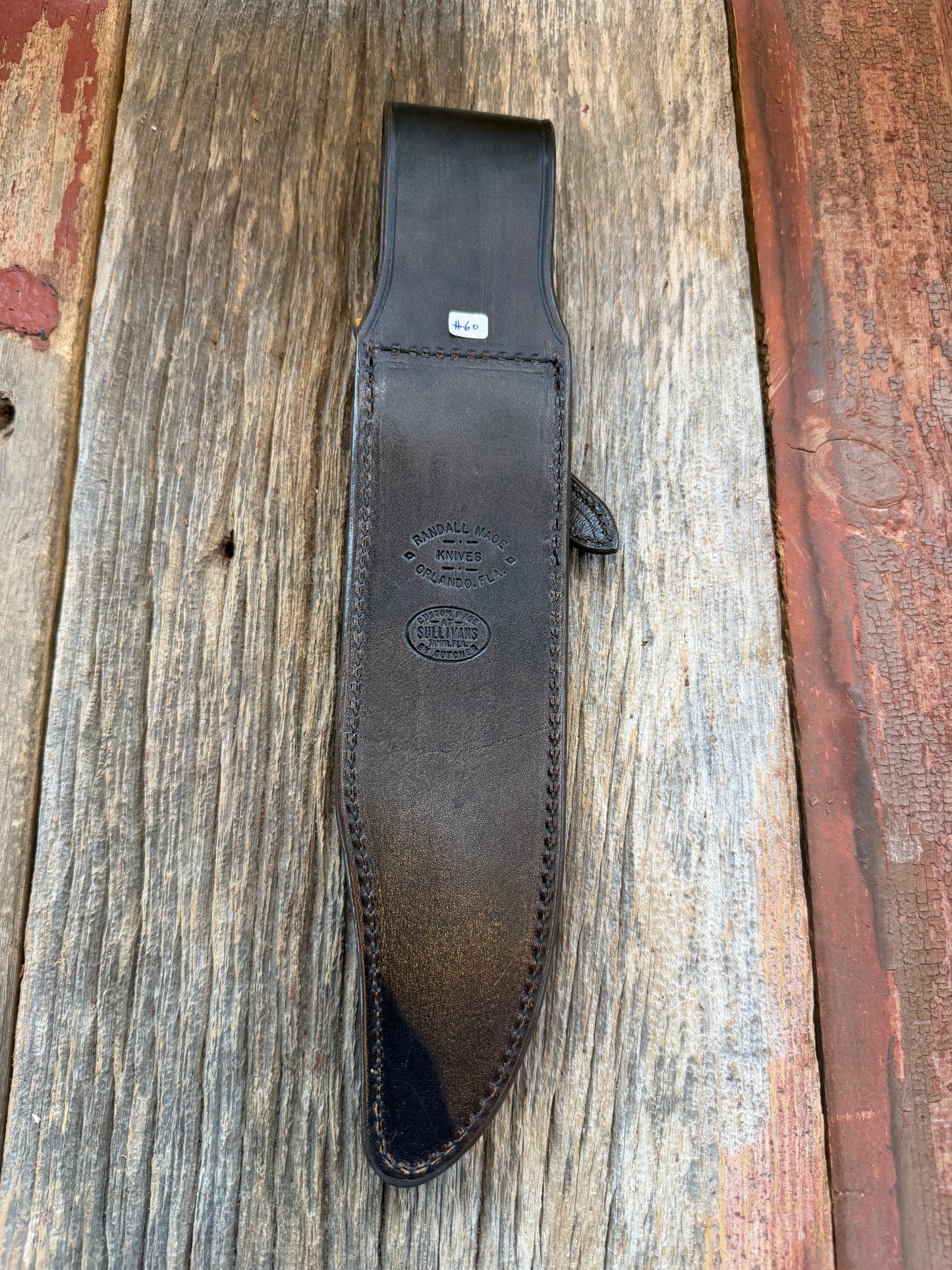 Randall Model 12-9 Sheath in Exotic light tan Crocodile tail Custom Made at Sullivan’s by Gutcher.