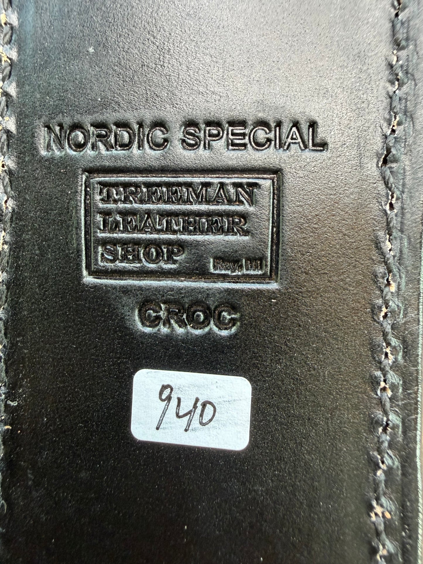 New Randall Model Nordic Special Sheath in Exotic Black Matte Crocodile from Treeman with the newest Black Canteen snap. Killer sheath.