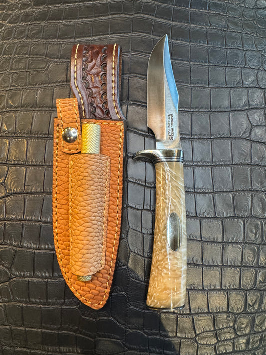 Randall Model Stanaback Special Sheath Straight Hilt and Sharpening Rod in Exotic Beaver Tail by Treeman. (Sheath only)
