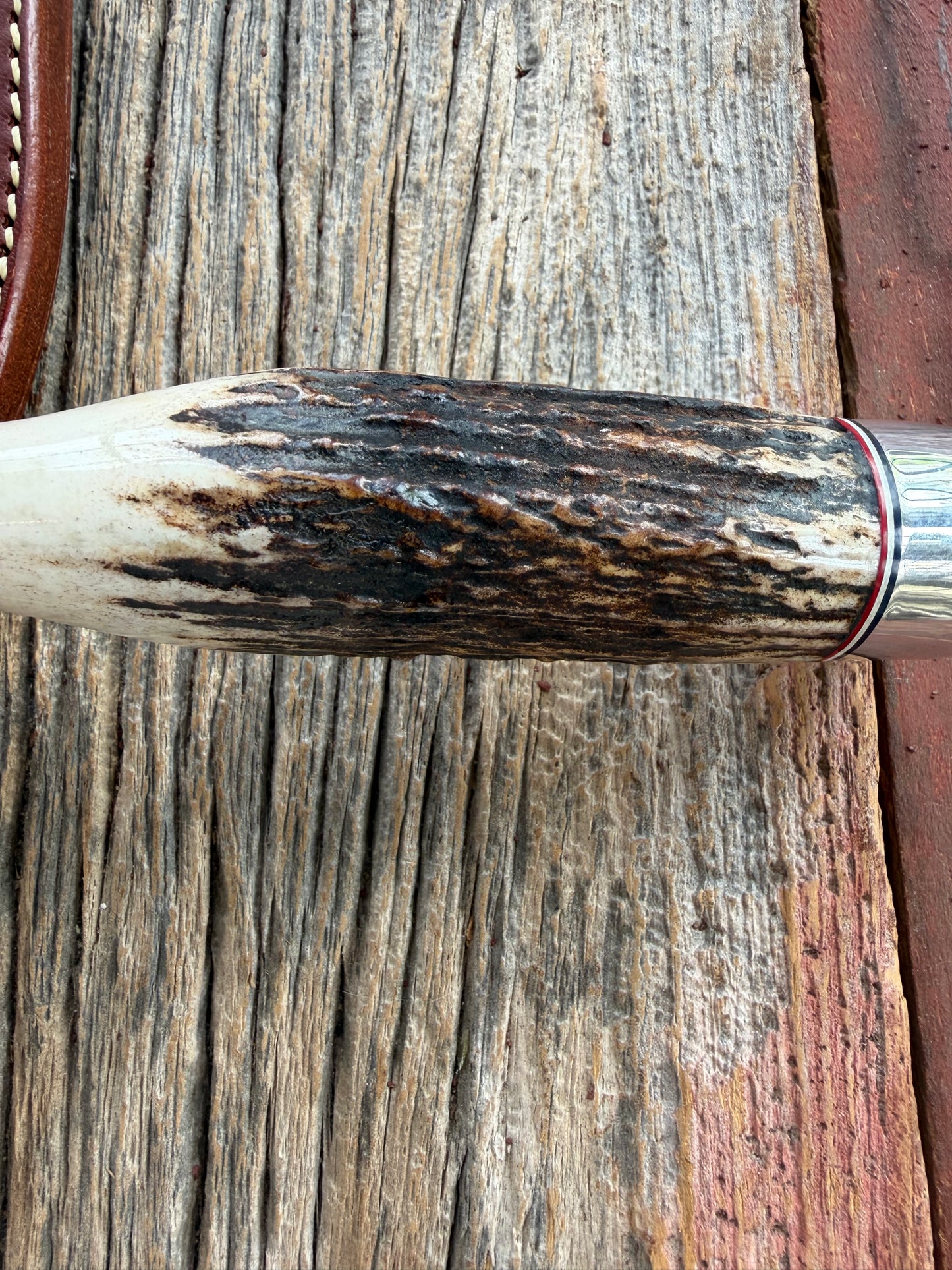 Nice Randall Model 19-4 with a Gnarly Stag. Nickel silver Single Hilt and Aluminum crows beak Butt plate. RWB spacers.