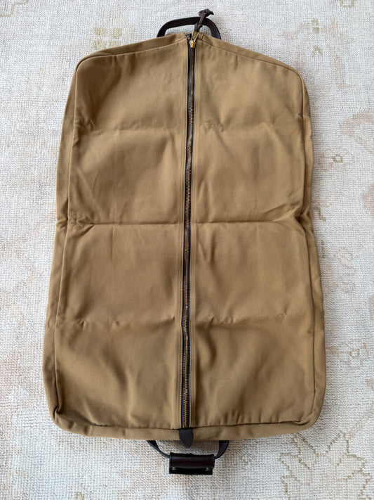 Filson Suit Cover Garment Bag Travel Rare Dark Tan Canvas Leather #70271 NWOT