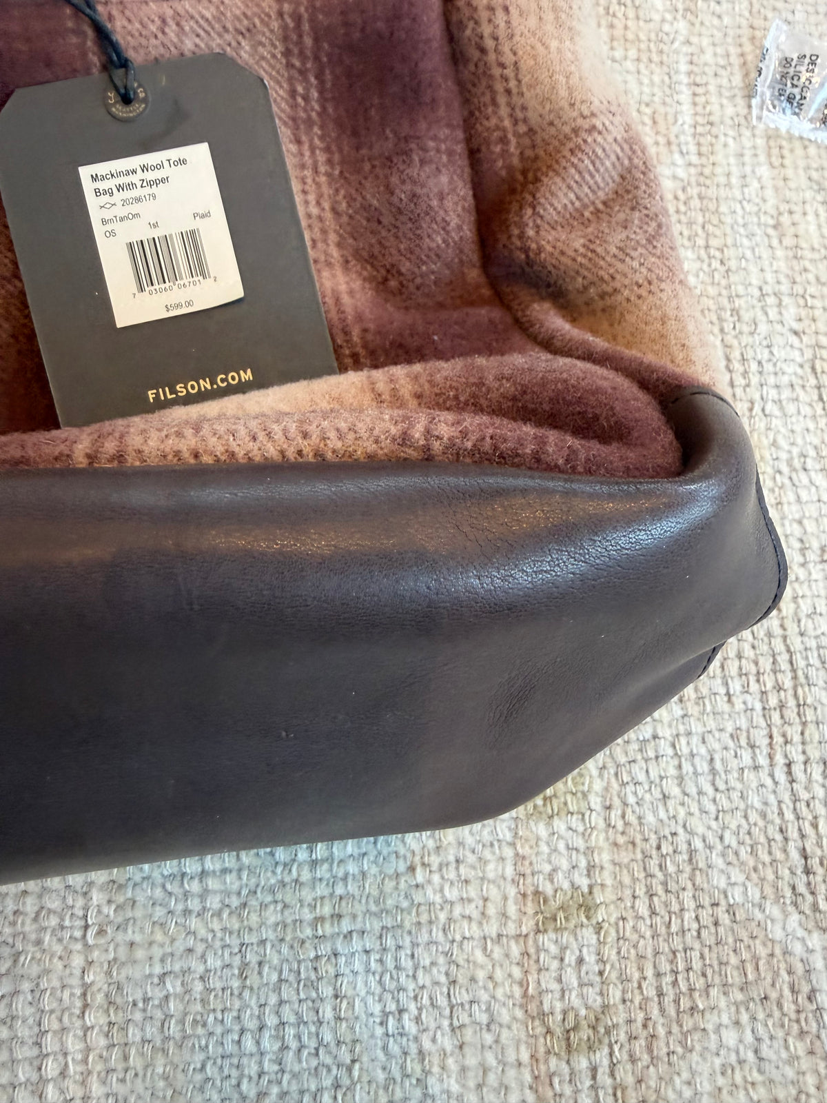 Rare NWT Filson Mackinaw Wool Tote Bag With Zipper 20286169 USA Leather Brown Tan Ombre