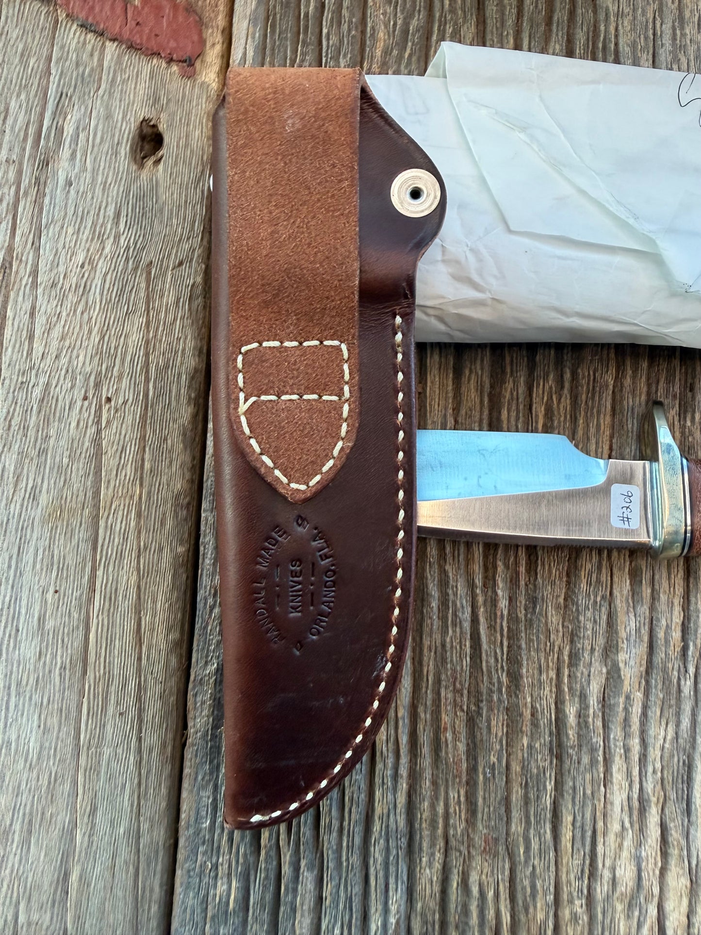 New in paper Randall Knife Model 25-5 Trapper in Stag Leather Handle Stainless Blade, NSH (Copy)