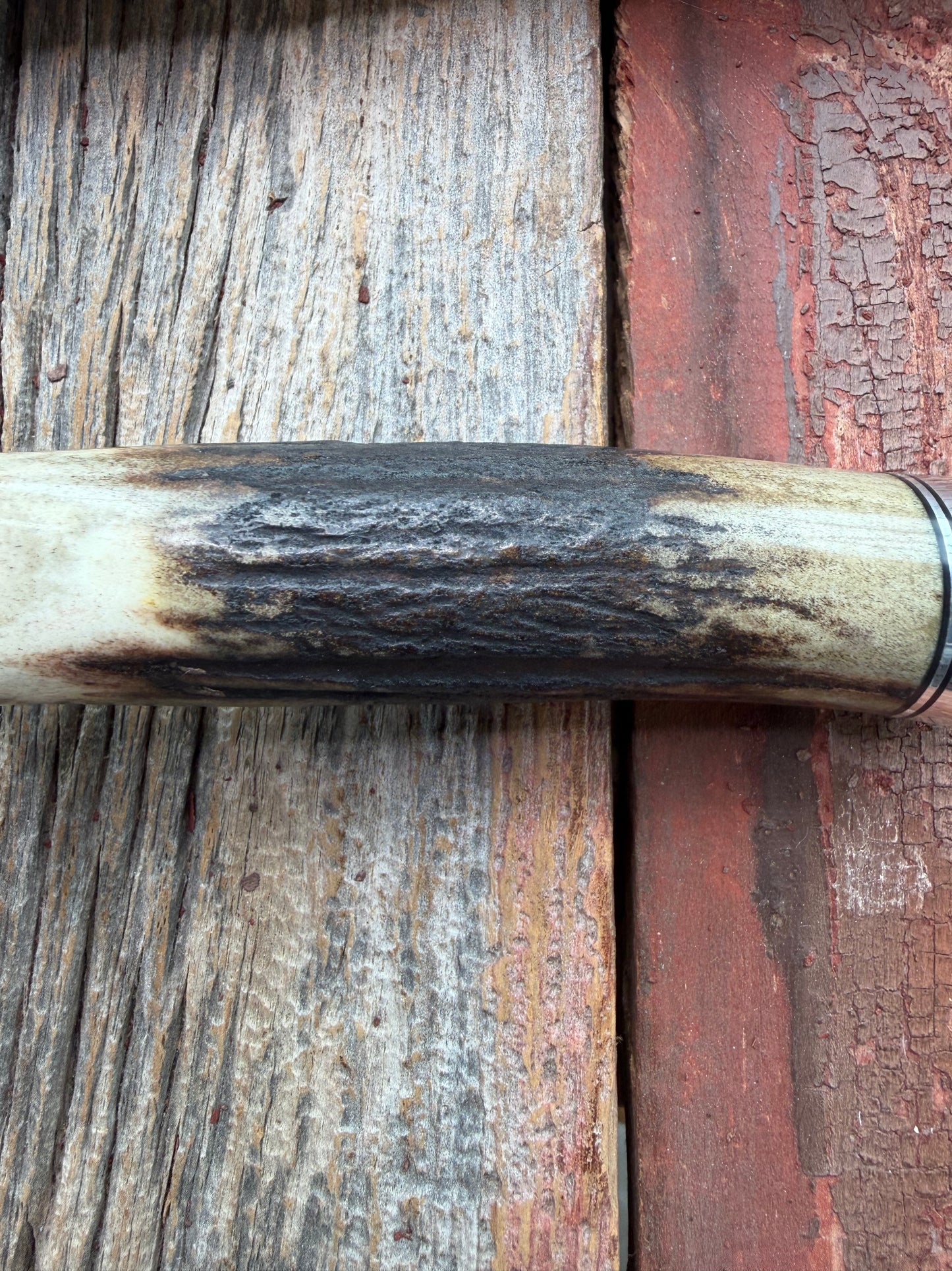 New in Paper Randall Made Knife Model 1-7 Darkened Stag , Stainless, Black and Aluminum spacers, Nickel Silver Hilt, Aluminum butt cap.