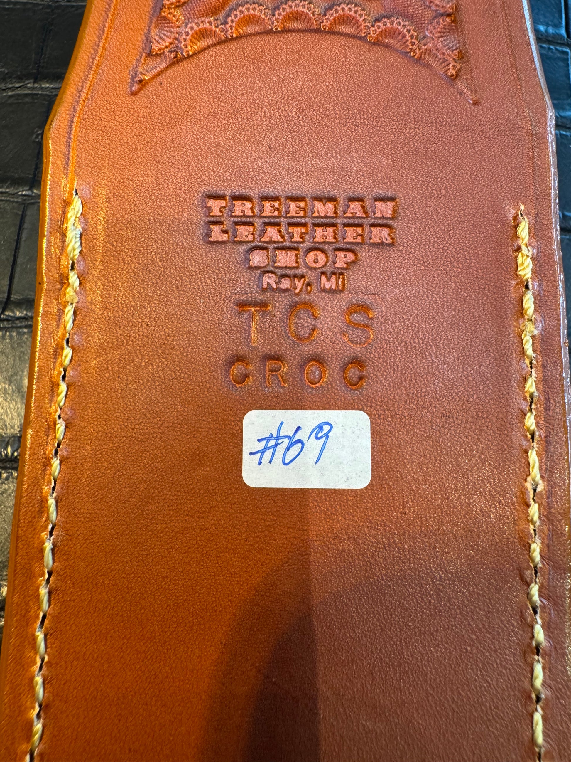 Randall Model Clinton Special TC Exotic Sheath in Ivory Crocodile by Treeman.