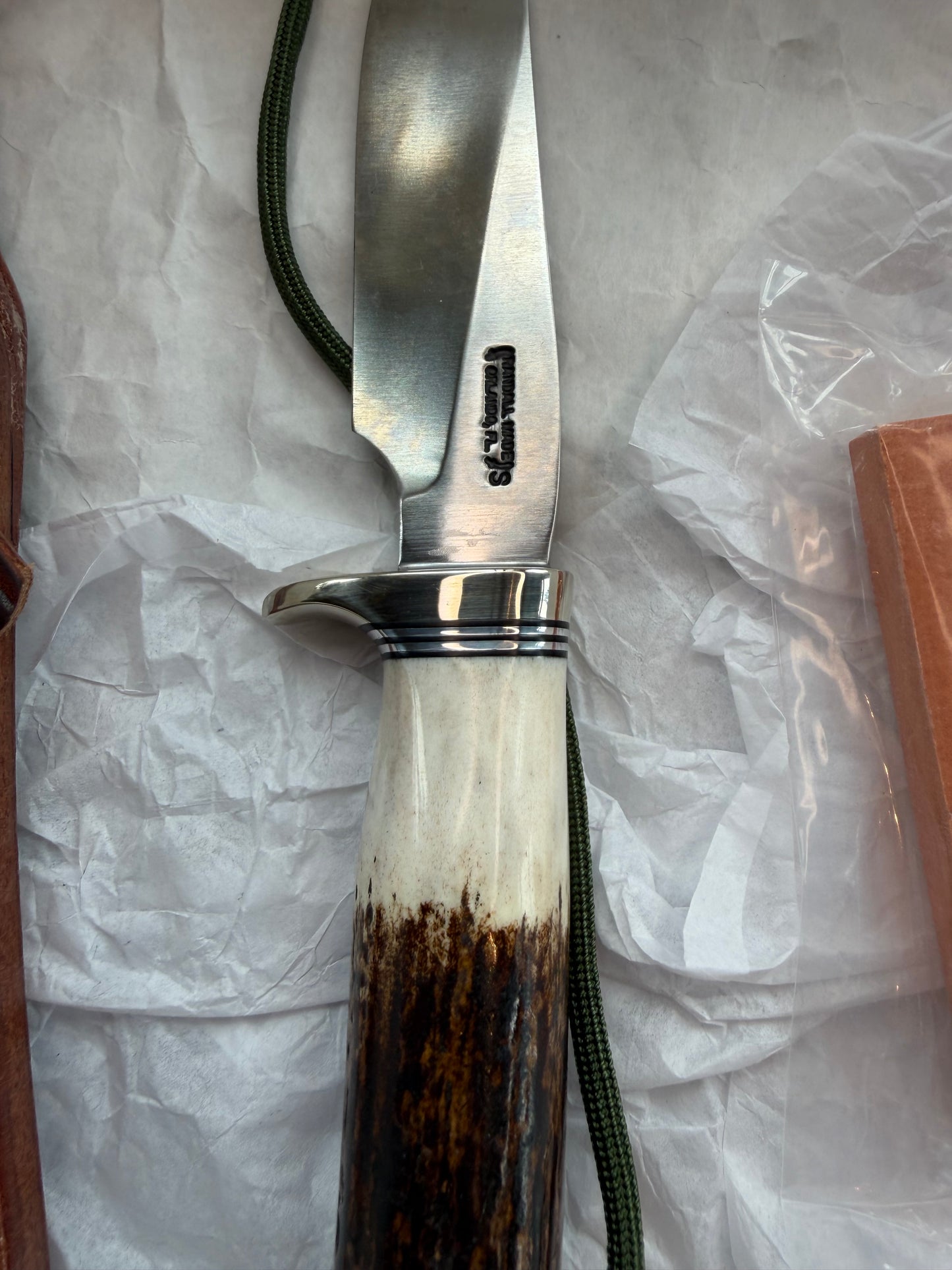 New in Paper Randall Made Knife Model Denmark Special Stainless Nickel Hilt, Wrist thong.