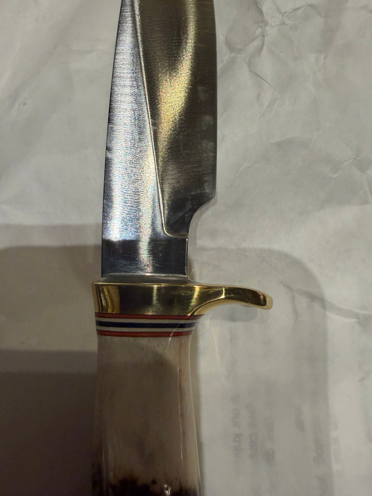 Randall Knife Model 26 Pathfinder ( new in paper) Stag, Red white and blue spacers, Lanyard, natural end.