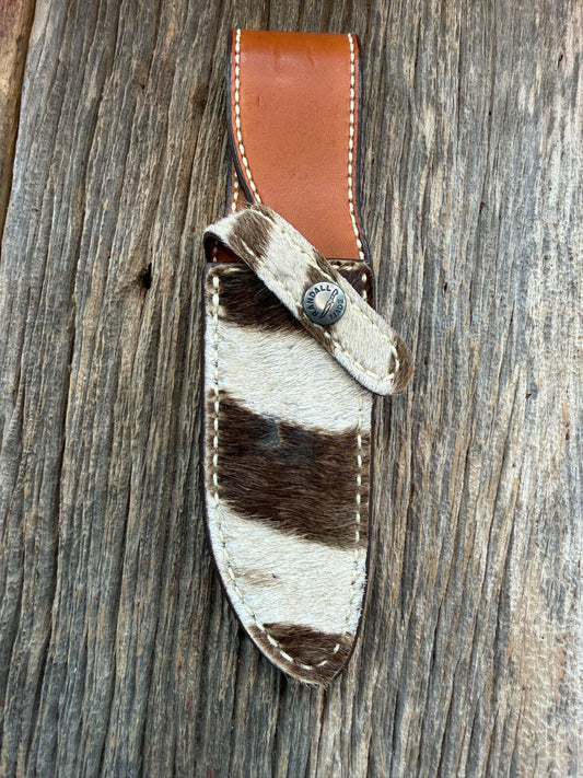 Randall Model 23 Sheath in Exotic Brown Zebra Custom Made at Sullivan’s by Gutcher.