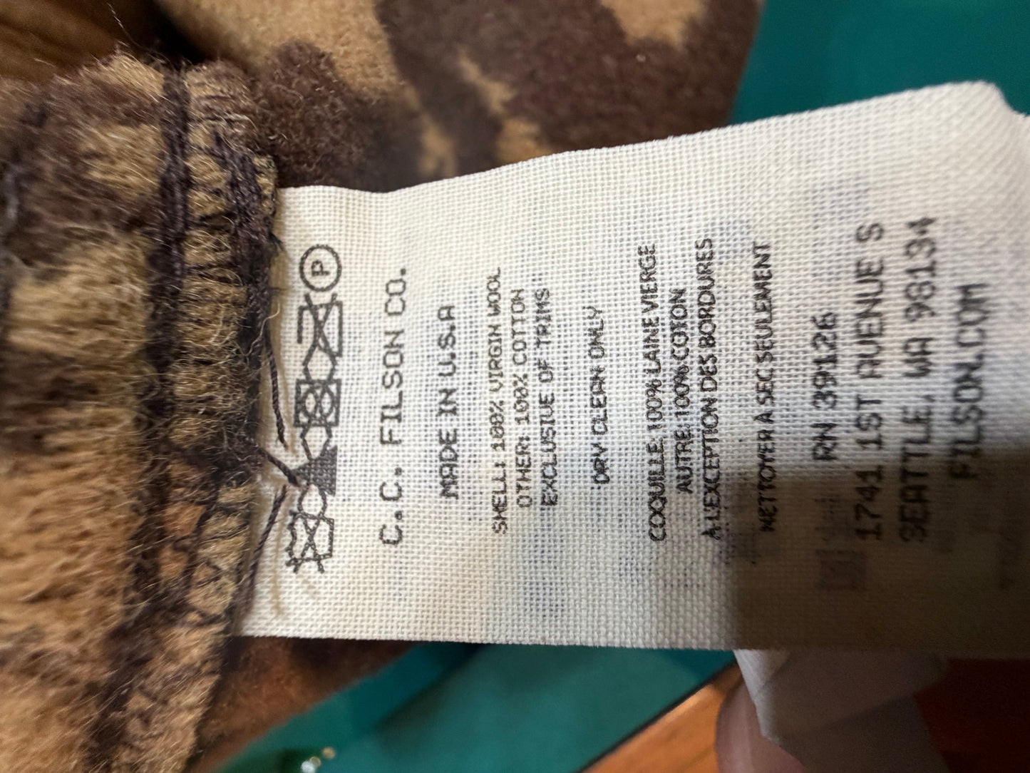 Filson Jacquard Wool Cruiser Brown and Khaki Large #20285029 Made in the USA, Discontinued Factory 1st NWT